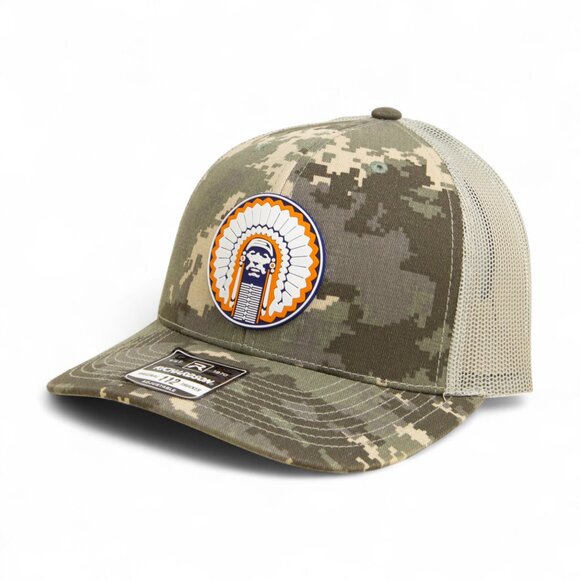 Illinois Fighting Illini Chief Illiniwek 3D Snapback Trucker Hat- Military Camo - Picture 1 of 3
